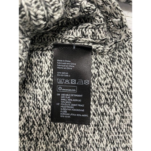 H&M Gray Black White Ribbed Wool Blend Long Sleeve Pullover Sz Med Casual - Picture 3 of 10